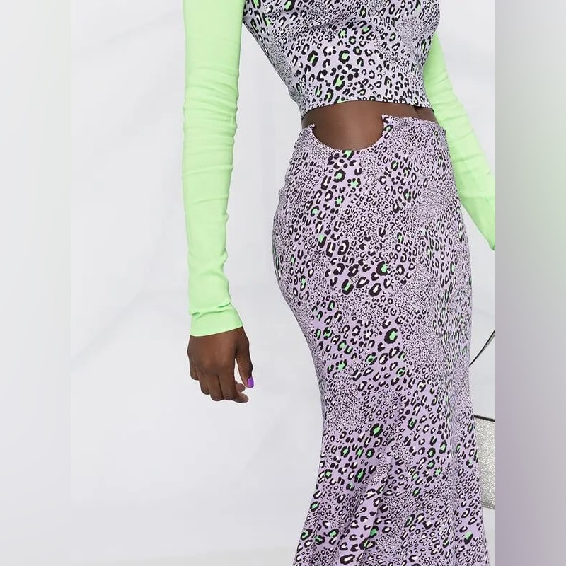 Versace Leopard Print Cutout Skirt, Nwt Size 44